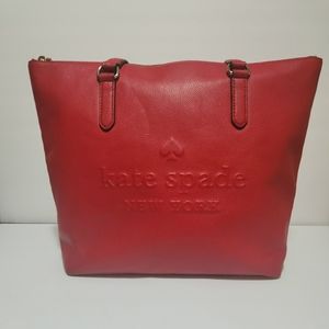 Kate Spade Larchmont Avenue Logo Penny Red Leather Large Tote